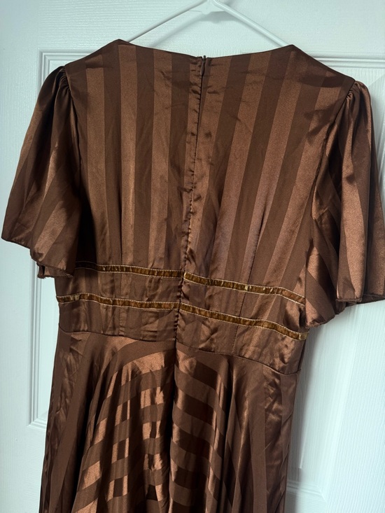 Böhme Brown Satin Stripe Maxi Dress - Picture 6 of 7